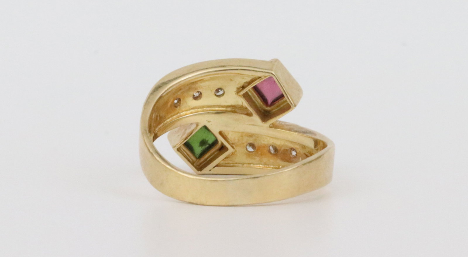18K MULTI GEMSTONE BYPASS RING - 7