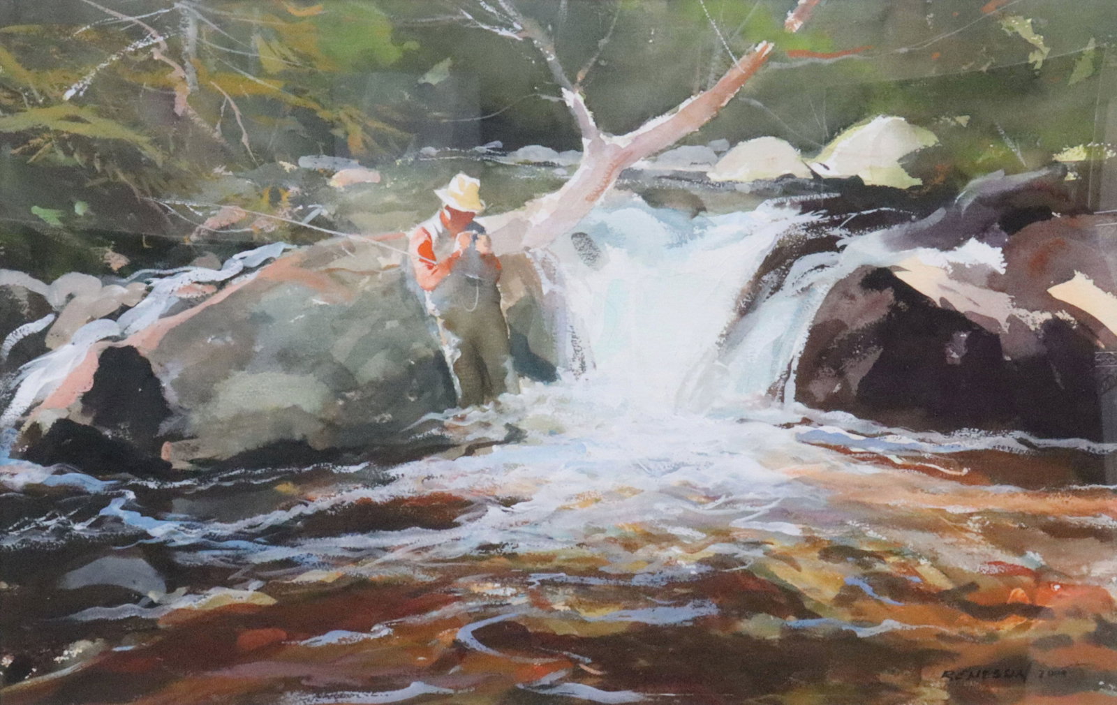 CHET RENESON (American, b.1934): Untitled (Changing Flies), watercolor on paper, signed 'Reneson 2000' (lower right), UV clean, sight 17.5x27.75in., overall framed 27x37in., Opening Bid $1500