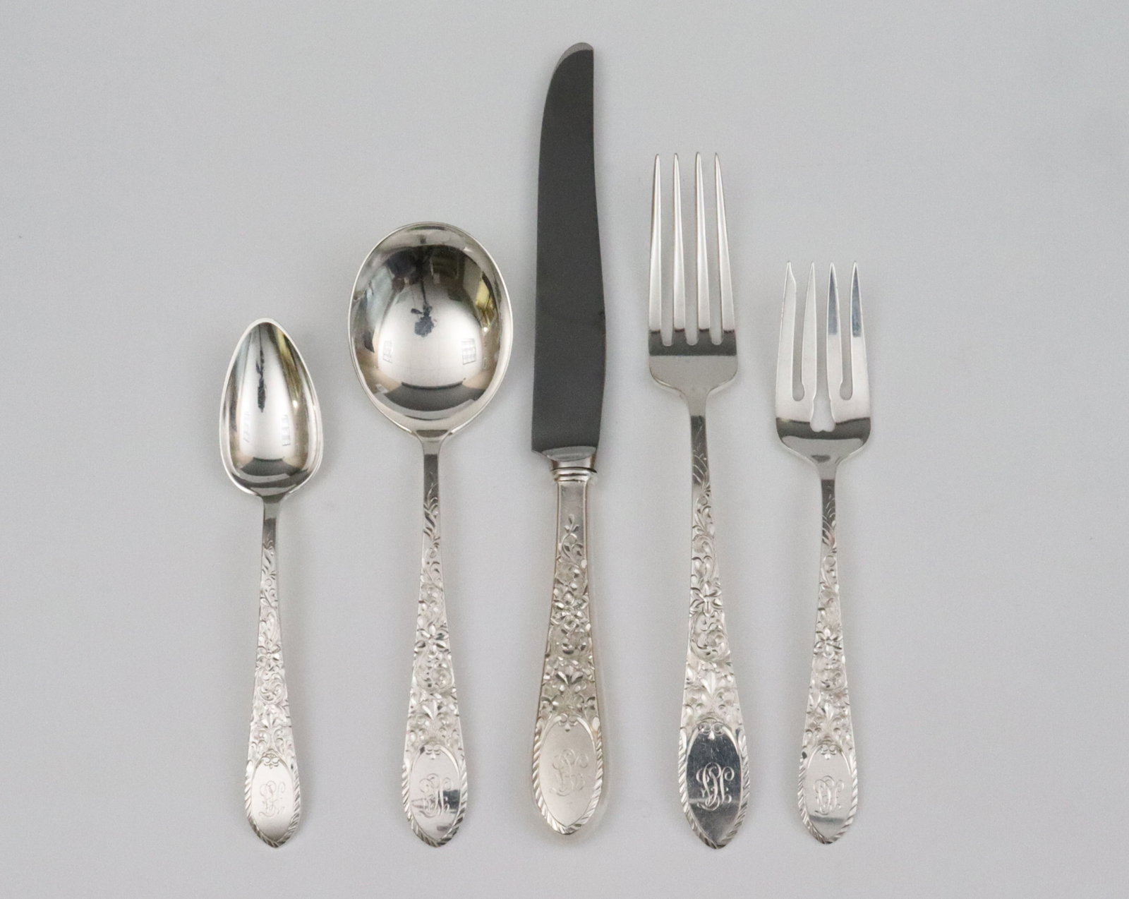 (62) PIECE GORHAM STERLING FLATWARE SERVICE (1 of 3)