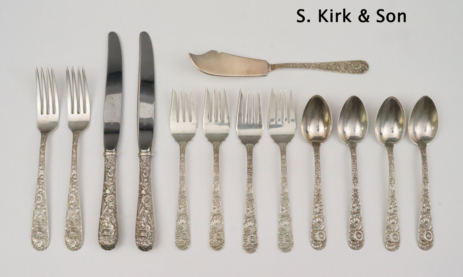 (36) STERLING FLATWARES IN REPOUSSE ROSE PATTERNS - 2