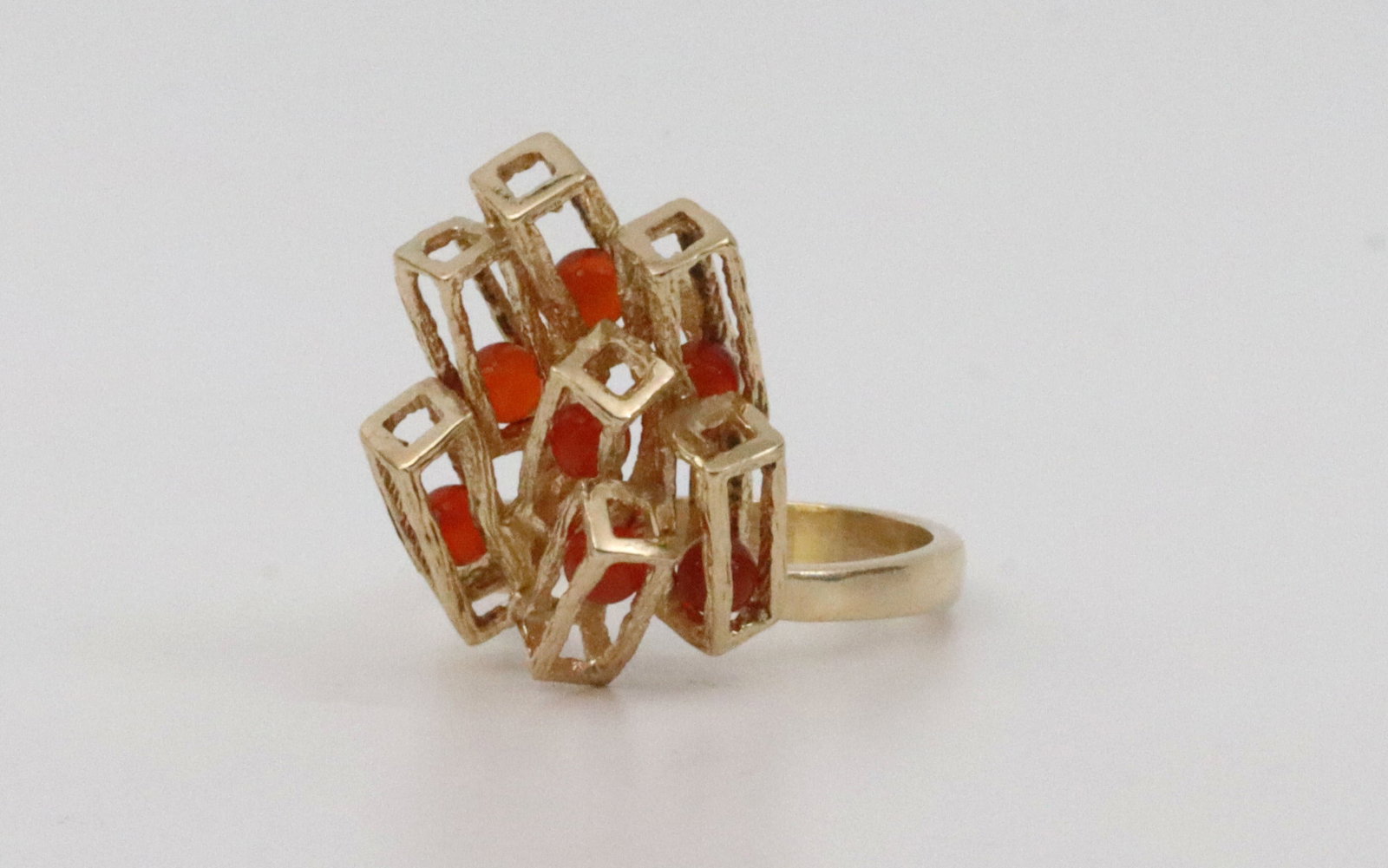 14K BRUTALIST ARCHITECTURAL RING - 2