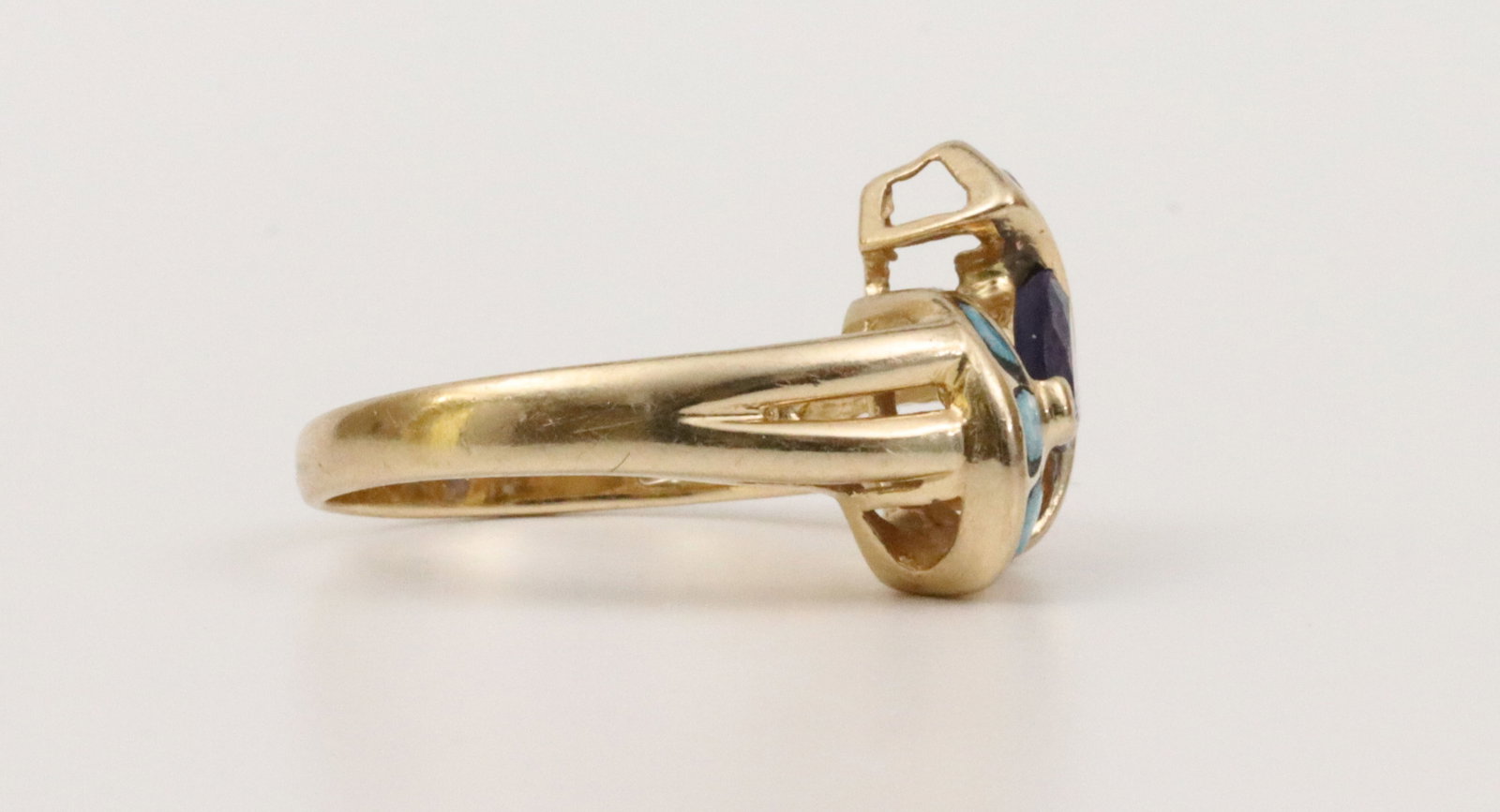 14K MULTI GEMSTONE BYPASS RING - 4