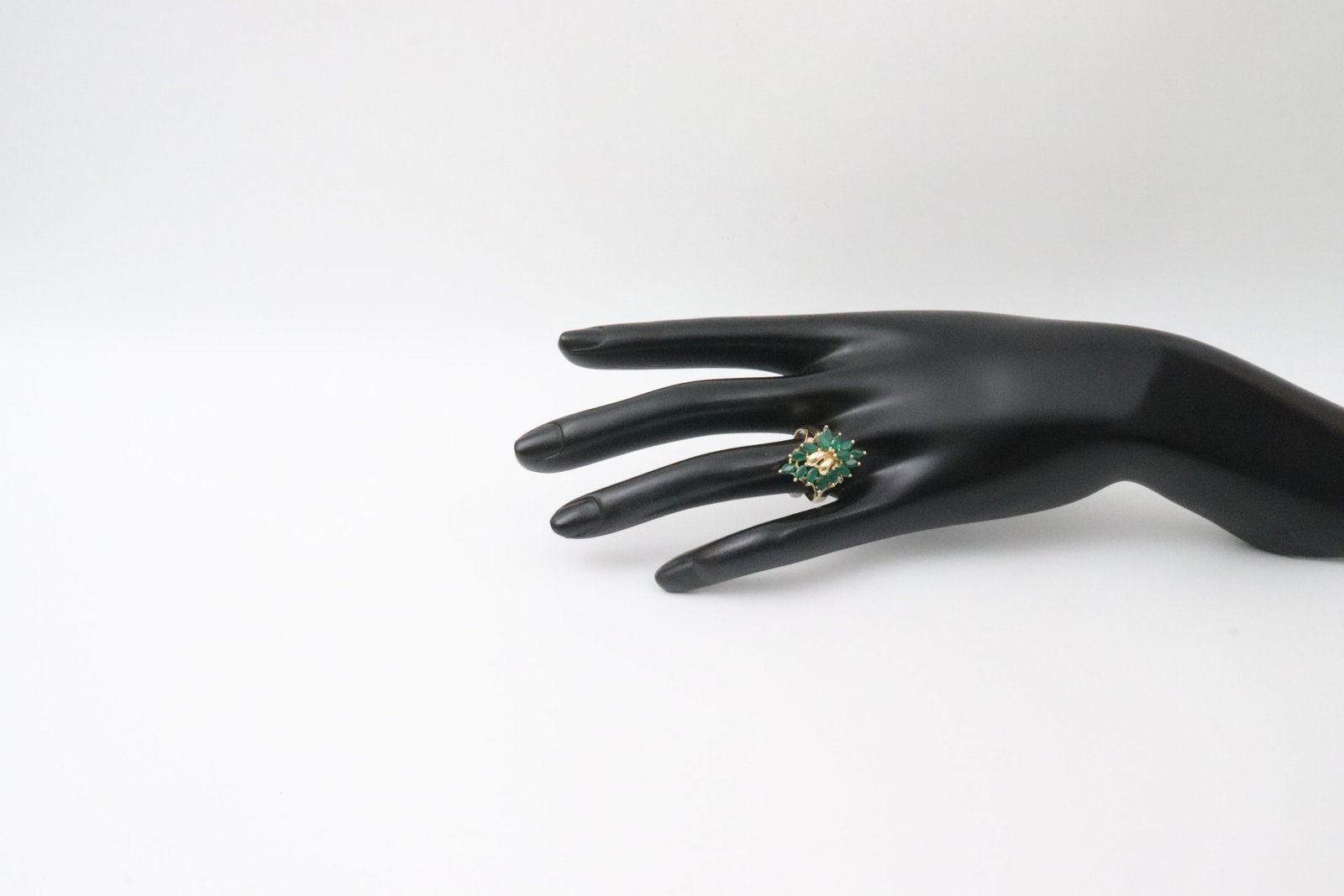 14K EMERALD CLUSTER RING - 3