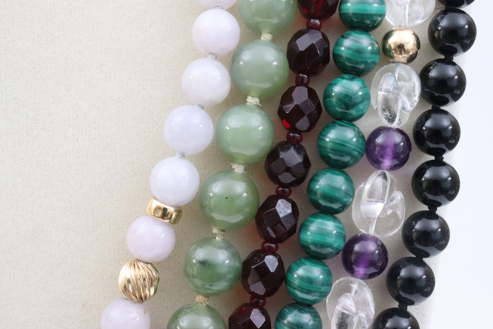 (6) GEMSTONE BEADED NECKLACES - 4