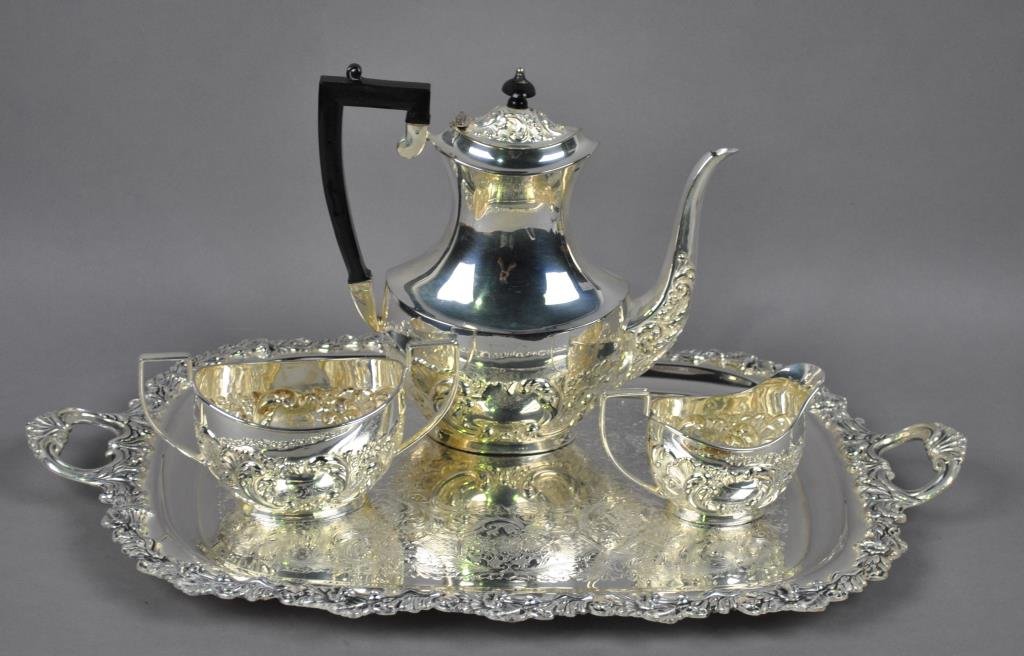 4PIECE CHELTENHAM SHEFFIELD SILVER PLATE TEA SET