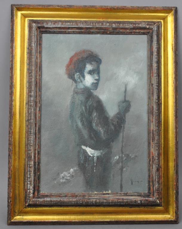 WILLIAM WEINTRAUB (20THC.): portrait of a young boy, oil on canvas, signed lower right, 16x11in.