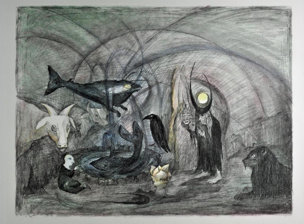 LEONORA CARRINGTON LITHOGRAPH - CROW SOUP: (British, 1917-2011), 1997, pencil signed, numbered and dated, edition of 95, 18x24in. Opening Bid: $800