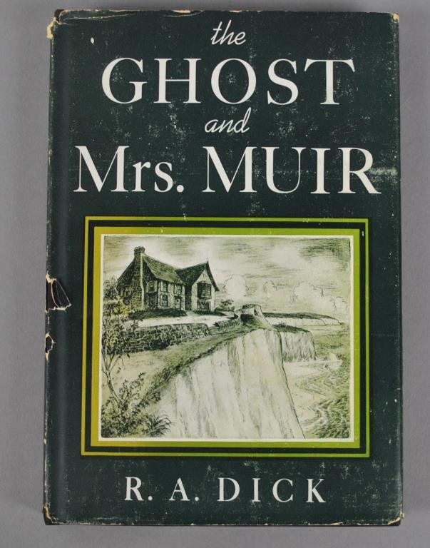 THE GHOST AND MRS. MUIR – R.A. DICK, 1945: Chicago, New York: Ziff-Davis Publishing, 1945, First Edition, 8vo, black boards, silver lettering. Some toning, jacket well-worn with tears and chips, textblock with a few spots, else fine.
