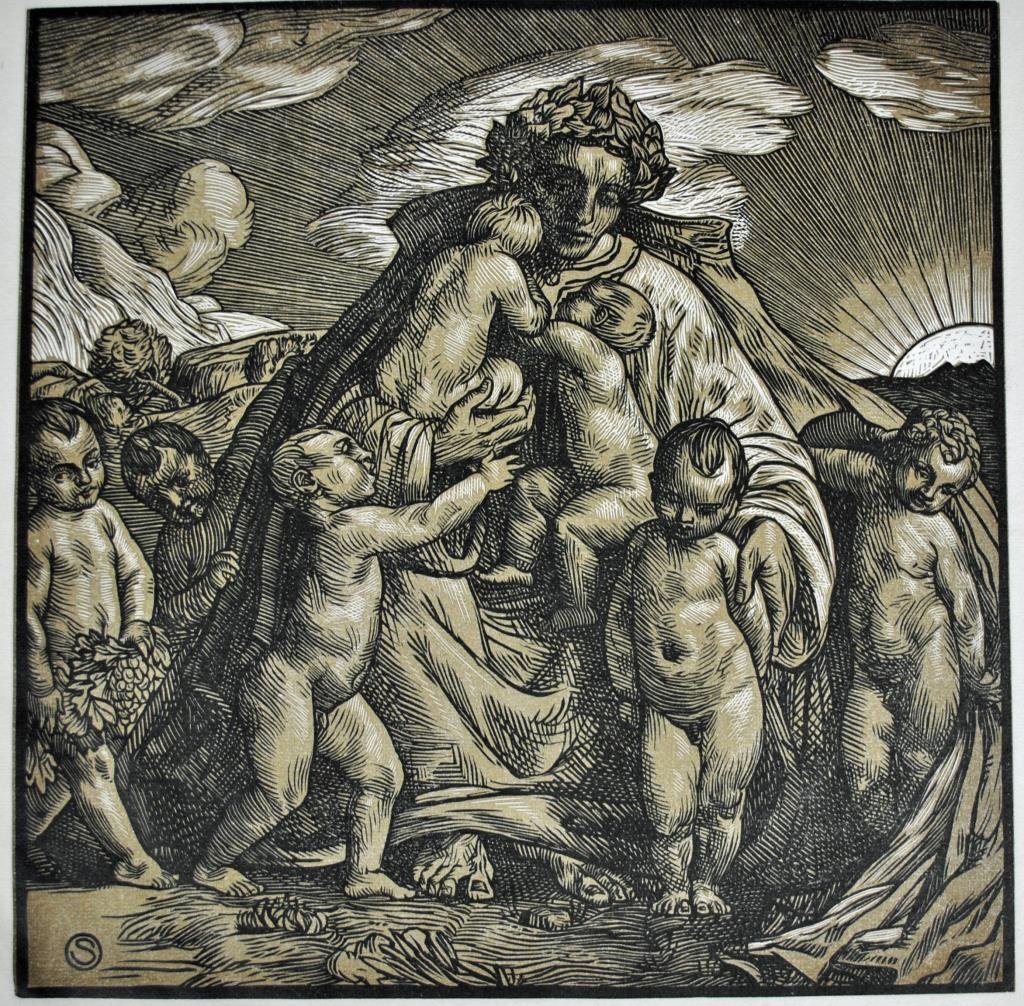 AFTER WILLIAM STRANG –THE DOINGS OF DEATH (12) WOODCUTS: (1859-1921), 12 chiaroscuro woodcuts, monogrammed in plates, includes Death and the... Children, King, Judge, Dancers, etc., loose oblong folio, images mainly 11x11in., some marginal tears, smudges an