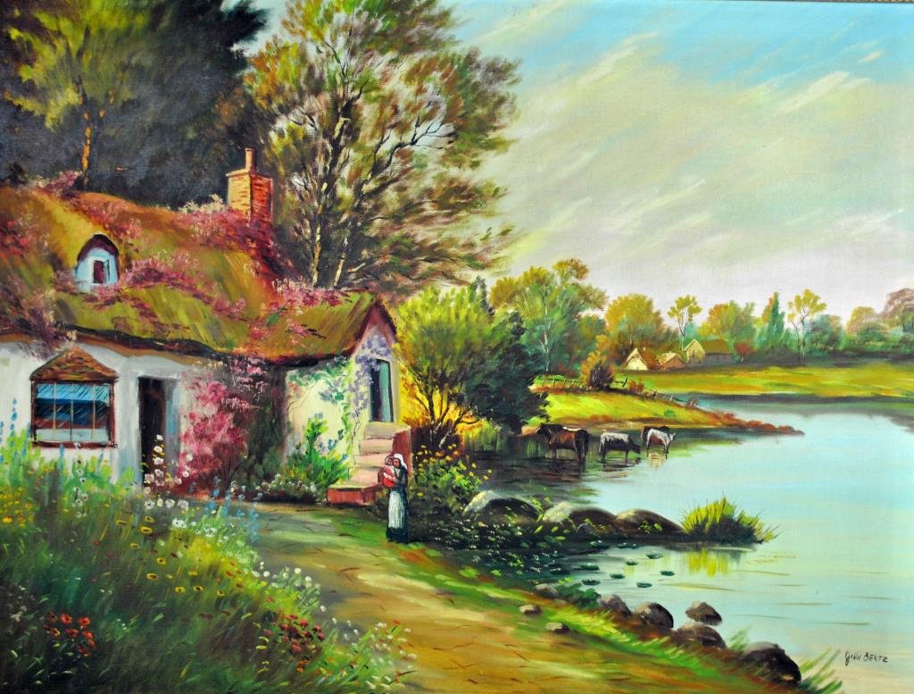 AMERICAN SCHOOL LANDSCAPE SIGNED JOHN BENTZ