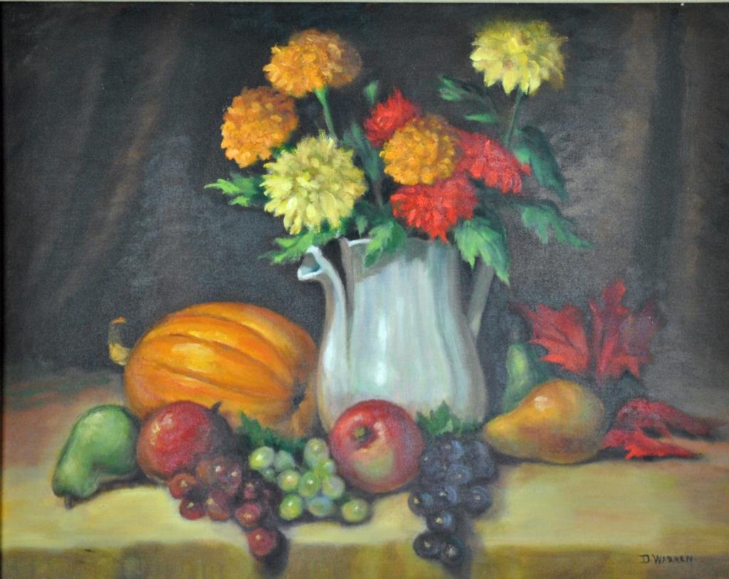 STILL LIFE BY LOCAL ARTIST DOROTHY WARREN: (Ridgewood, NJ, 1903-2005), oil on board, largest 16x20in.