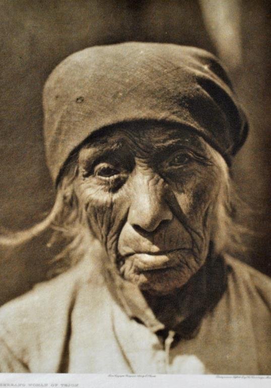 EDWARD SHERIFF CURTIS PHOTOGRAVURE: c.1924, Plate 512, ‘A Serrano Woman of Tejon”, photogravure by Suffolk Eng. Co., Cambridge, MA, 16x12in.