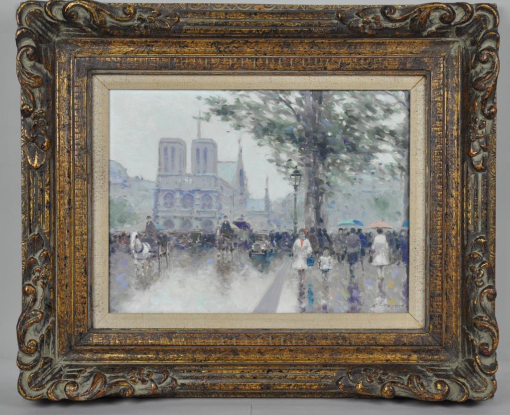 ANDRE GISSON (American, 1921-2003): a street scene, oil on canvas, signed 'A. Gisson' lower right, 12x16in.