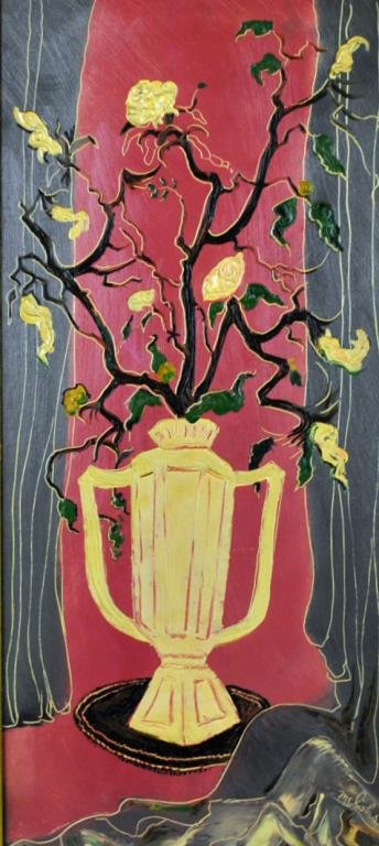 CHARLES MELOHS (American, 1908-1982): a floral still life, oil on canvas, signed lower right, 36x16in.