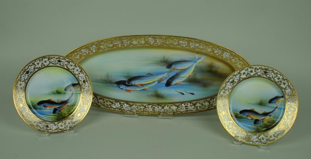 NIPPON FISH SET: 3 pieces include a 23" platter and a pair of 8.5" plates