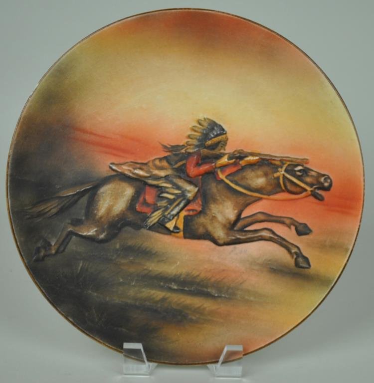 NORITAKE MOLDED INDIAN PLATE: 10.5in., some wear and rim rubs