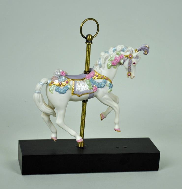 CYBIS CAROUSEL HORSE: numbered 112, on attached base, overall 13.25x12in.