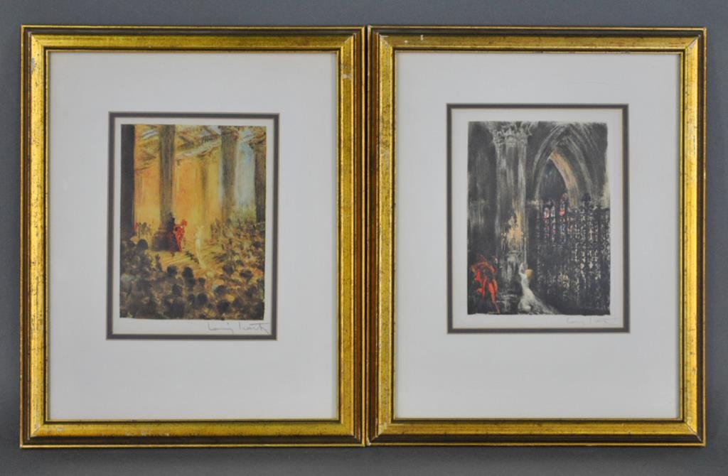 PAIR LITHOGRAPHS AFTER LOUIS ICART: from 'Le Faust de Goethe' suite, each bearing the signature in pencil, 8x6in.