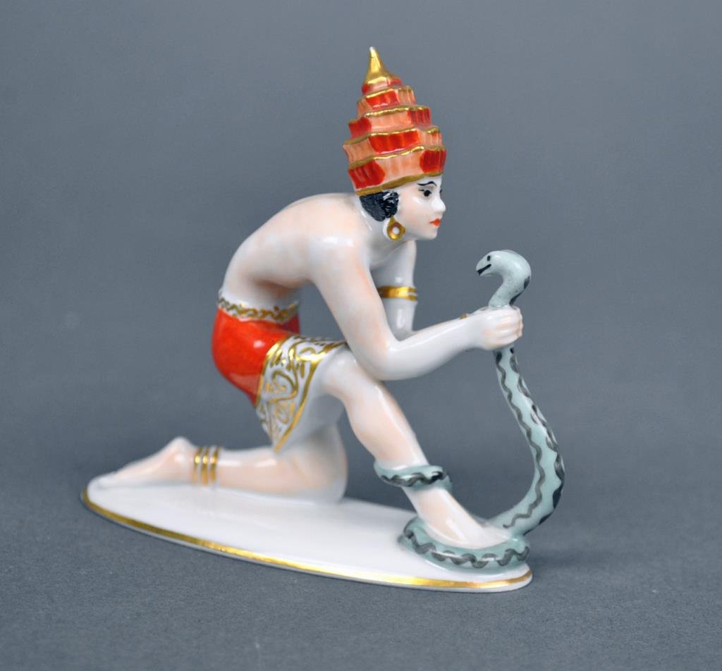 ROSENTHAL FIGURINE - INDIAN SNAKE CHARMER: #202 , 3.5in., gilding rub to tip of hat