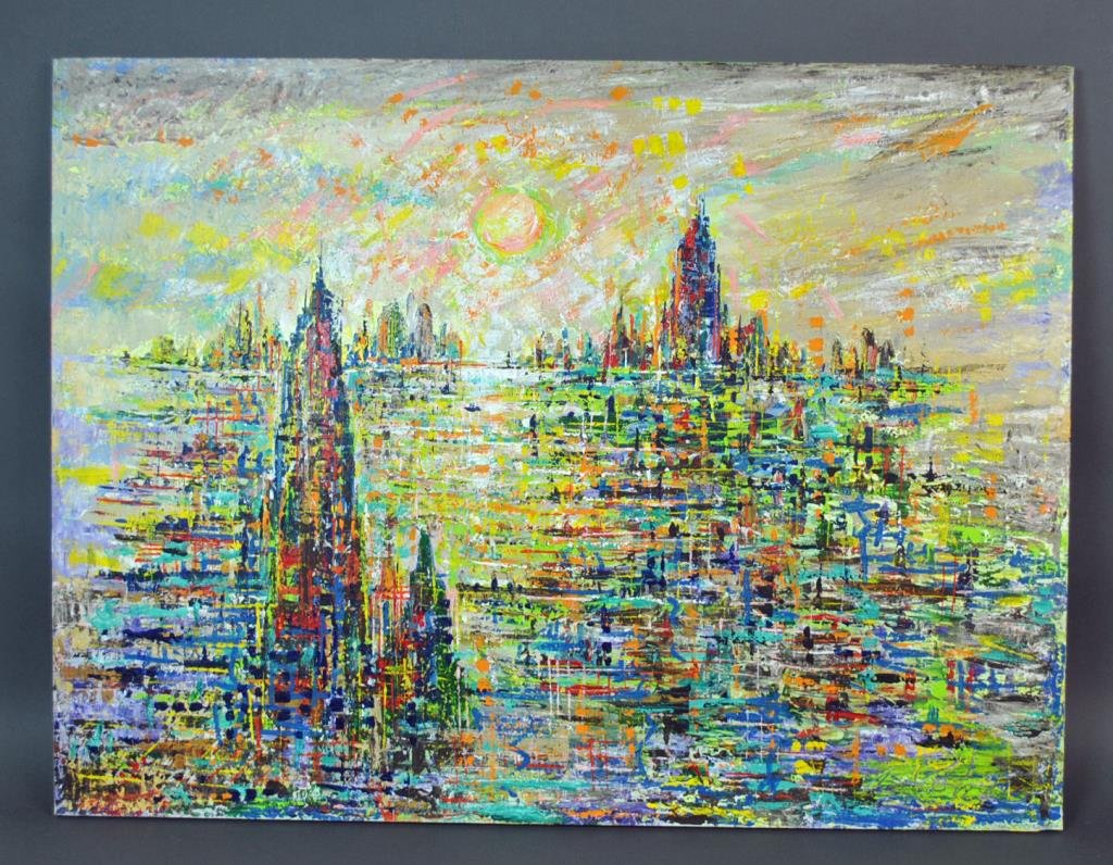 CHARLES MELOHS (American, 1908-1982): a cityscape, oil on canvas, signed lower right, 30x40in.