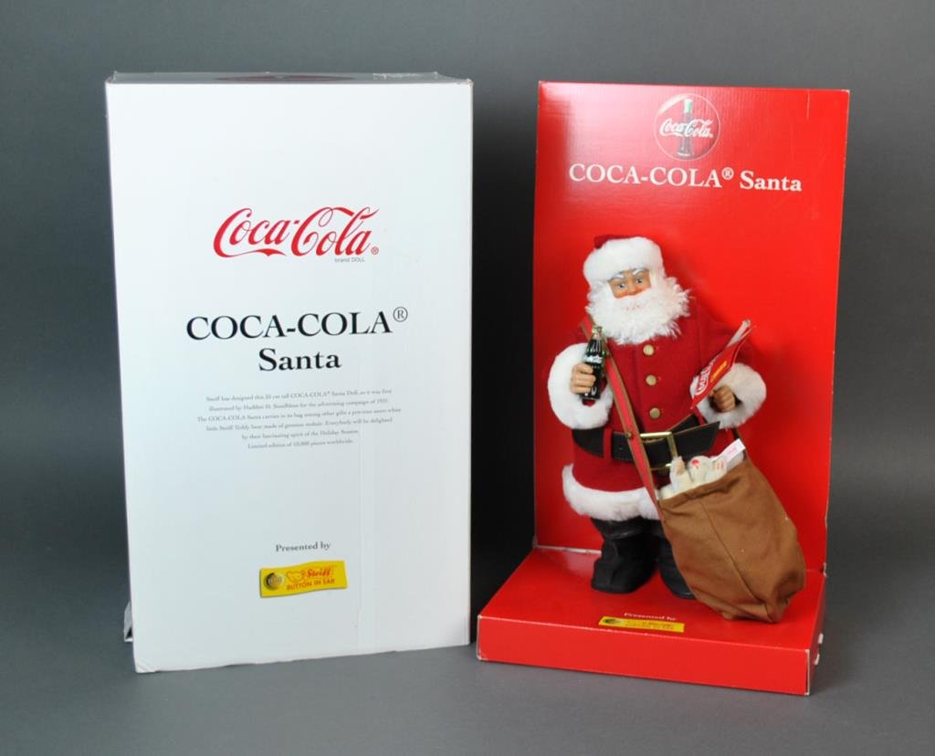 STEIFF COCA-COLA SANTA: #05489, in original box, 13in.