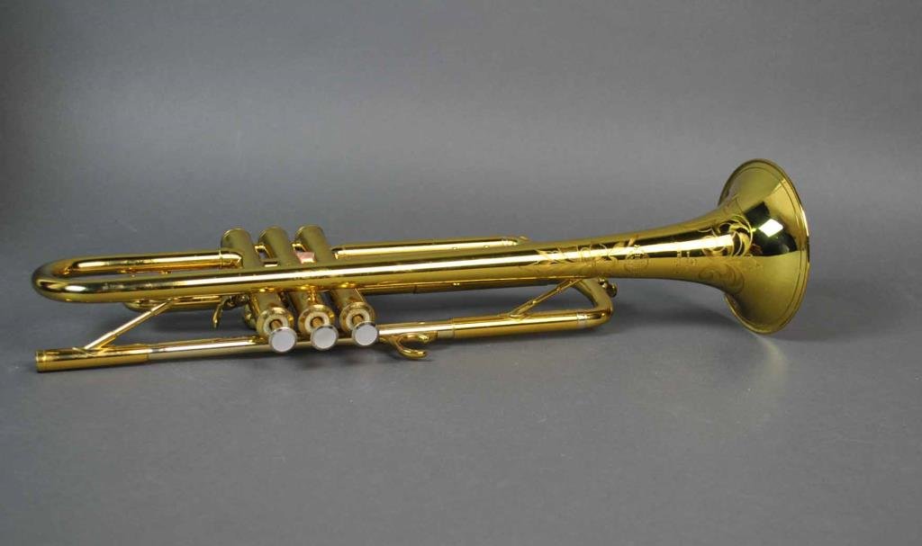 FRENCH BRASS TRUMPET SELMER COMPANY: c.1945, leadpipe stamped K-Modified Lightweight, the bell engraved 'Henri Selmer, Paris, Selmer Made in France', serial #32019 at second valve, together with 2 mouthpieces (a Selmer Paris 3S and a Rud