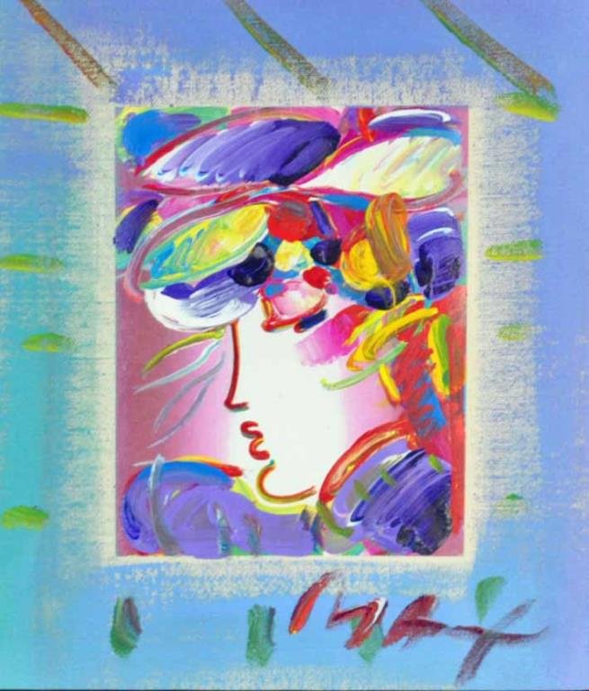PETER MAX (American, b.1937): Blushing Beauty, acrylic over lithograph, signed lower right, 10x9in.