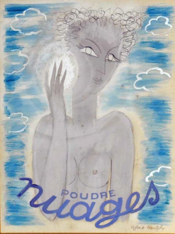 ROBERT BONFILS (French, 1886-1972): 'Poudre Nudges', watercolor and gouache, pencil signed lower right, 12x9in., minor foxing, toning