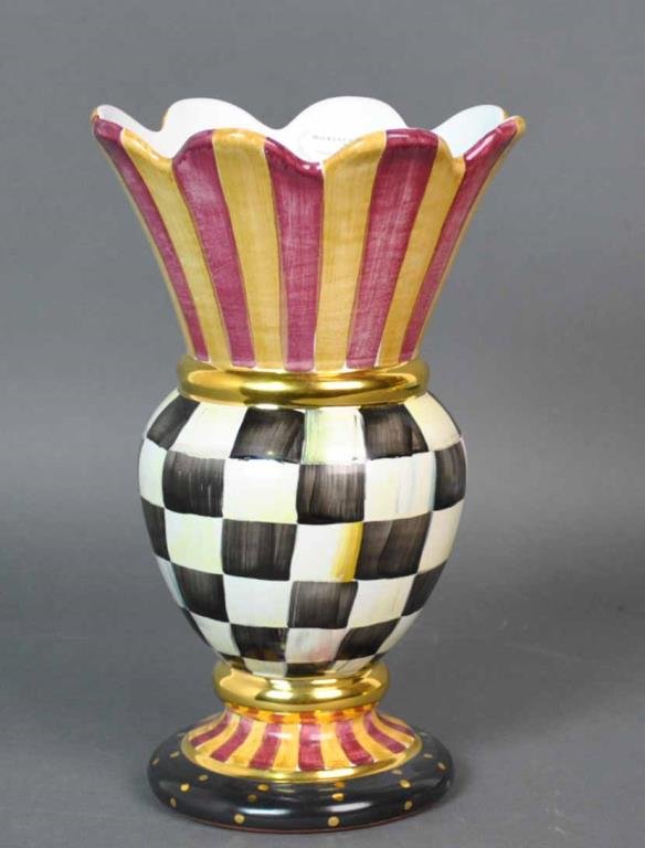 MACKENZIE-CHILDS CERAMIC GREAT VASE: height 12in.