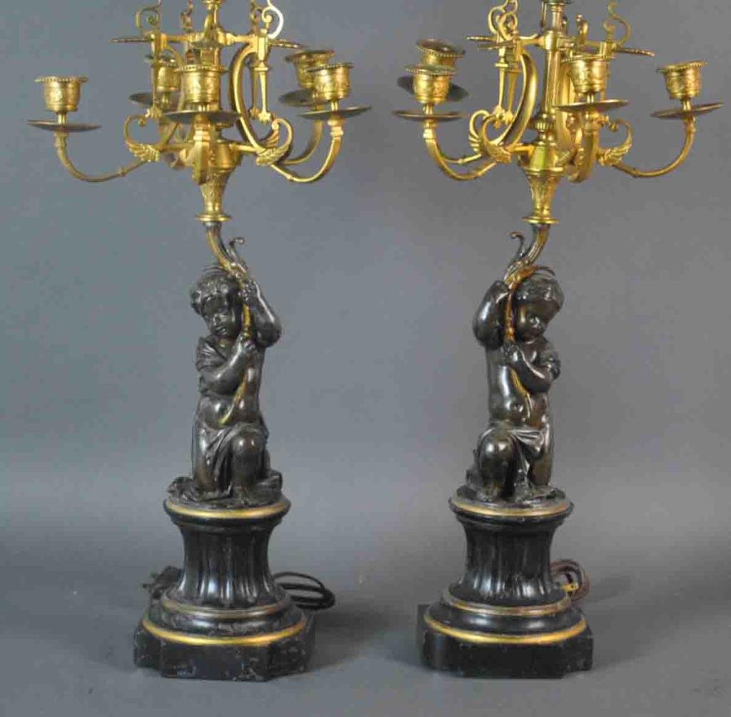 PAIR BRONZE FIGURAL CANDELABRA (1 of 3)