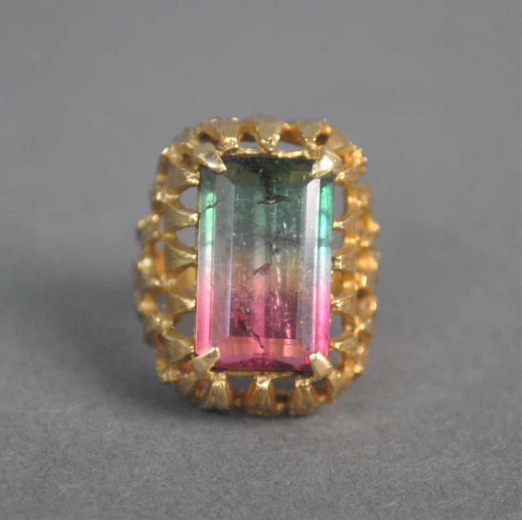 GOLD & WATERMELON TOURMALINE RING (1 of 2)