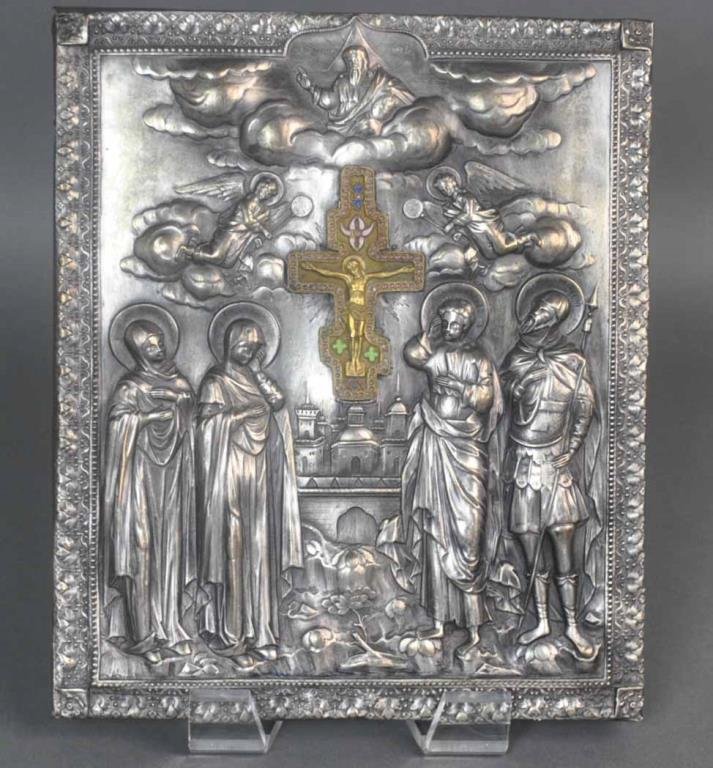 RUSSIAN STAMPED METAL ICON - THE NEW JERUSALEM (1 of 5)