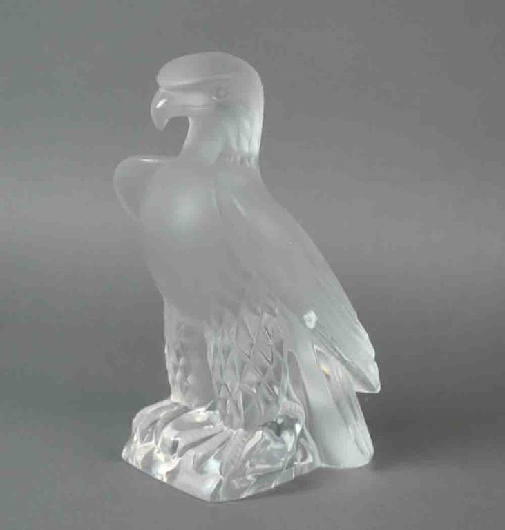 LALIQUE LIBERTE EAGLE SCULPTURE: spot on left wing in photos is a light reflection, not damage, height 9.5in.