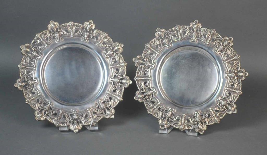 PAIR PORTUGUESE STERLING PIERCED TRAYS (1 of 2)