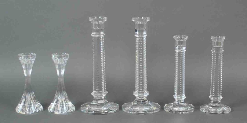(3) PAIRS BACCARAT CANDLESTICKS (1 of 2)