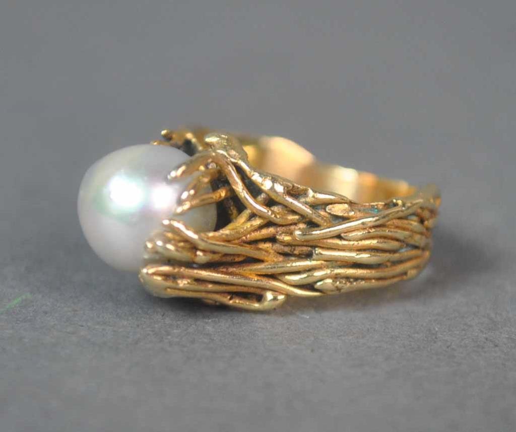 GOLD & GRAY PEARL FREE FORM RING (1 of 2)