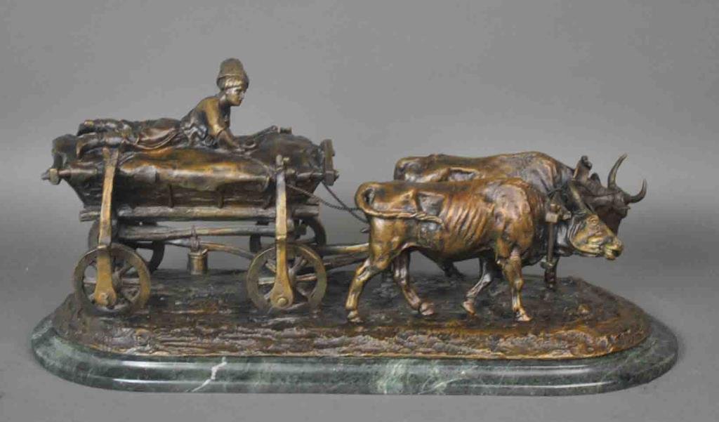 A BRONZE GROUP OF A CHUMAK ON AN OXCART (1 of 4)