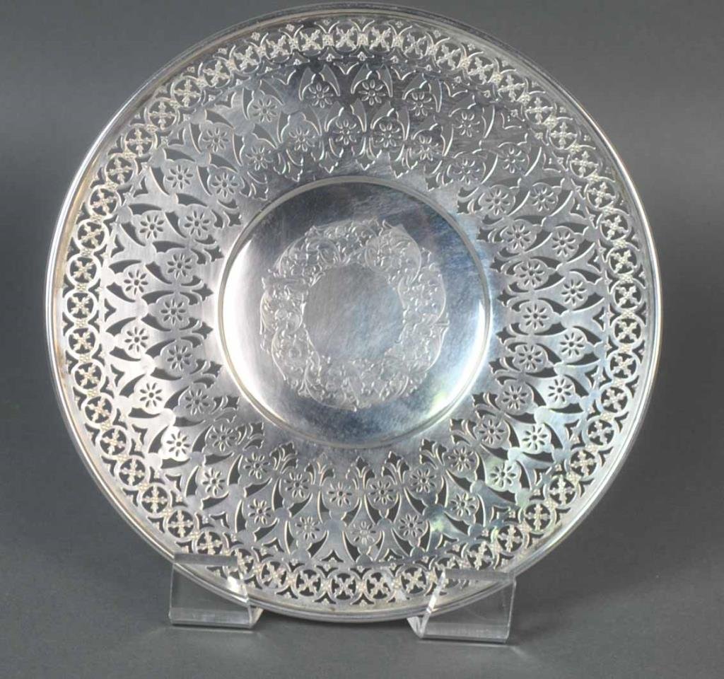 J.E. CALDWELL STERLING PIERCED FOOTED TRAY (1 of 1)