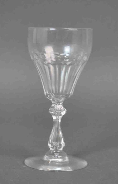 SET (12) DORFLINGER CRYSTAL COCKTAIL STEMS: cut panel and dot decoration, shaped stem, 4.75in.