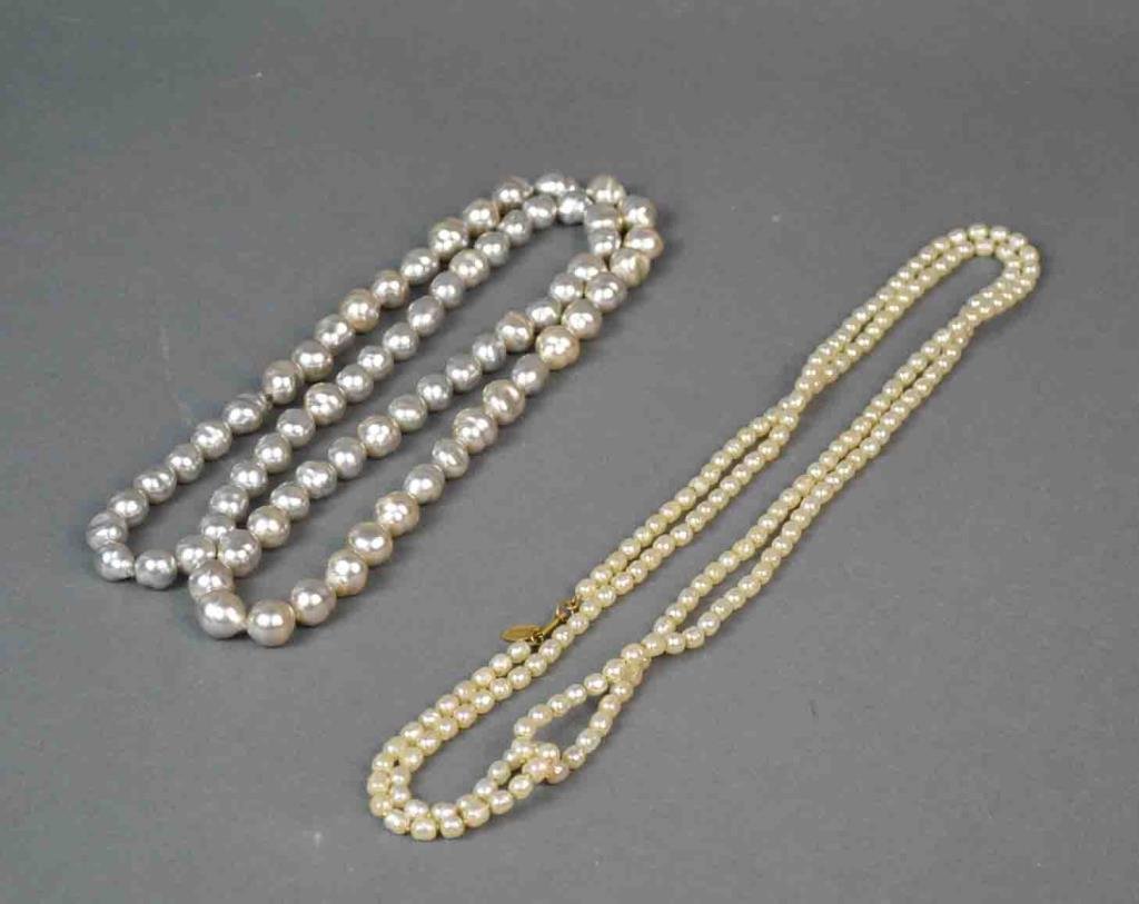 (2) FAUX PEARL NECKLACES INCLUDING MIRIAM HASKELL (1 of 2)