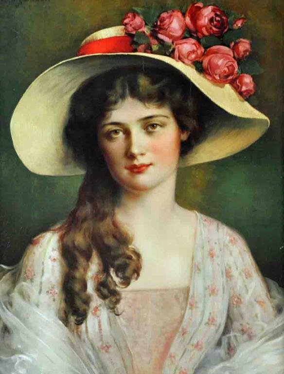 VICTORIAN PORTRAIT OF A LADY IN FLORAL HAT (1 of 3)