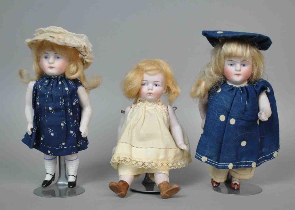 (3) ALL-BISQUE DOLL HOUSE DOLLS (1 of 1)