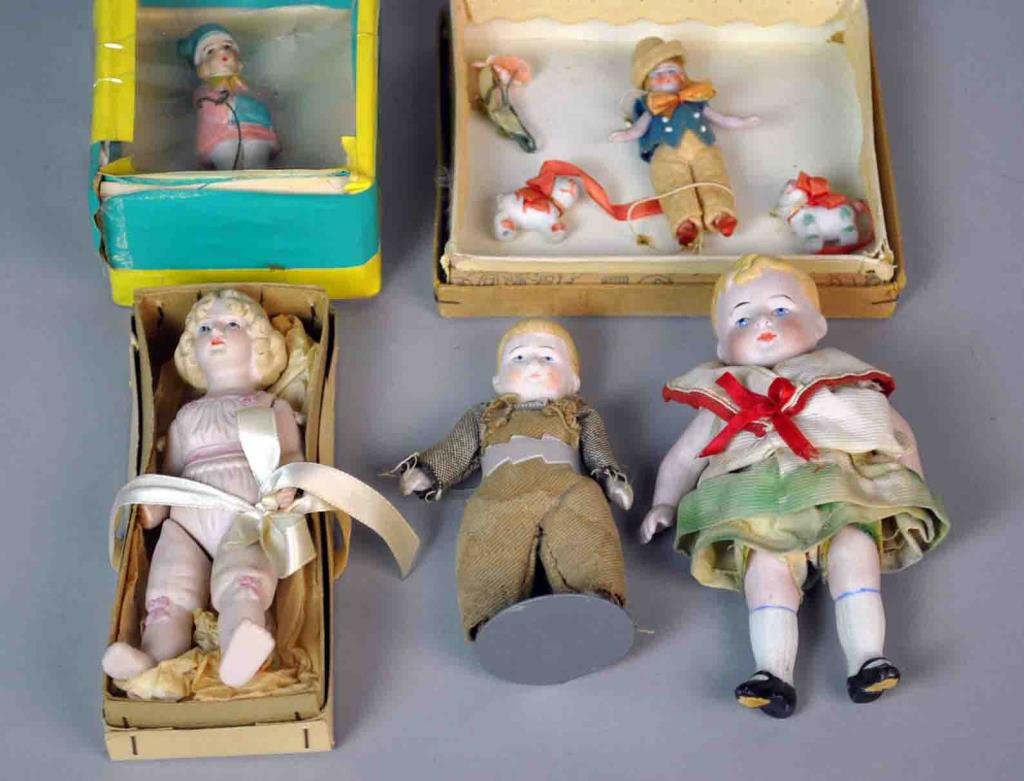 (5) ALL-BISQUE MINIATURE CHILD DOLLS (1 of 6)