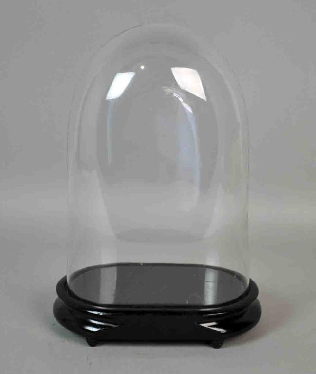 BLOWN GLASS DOME ON WOOD BASE (1 of 2)