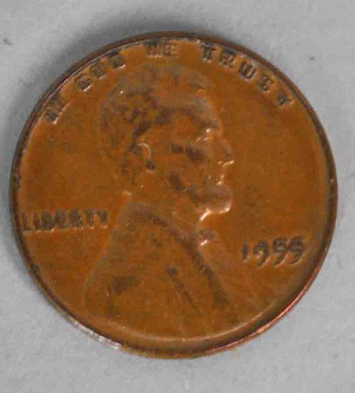 RARE 1955 DOUBLE DIE OBVERSE LINCOLN PENNY: as found and ungraded