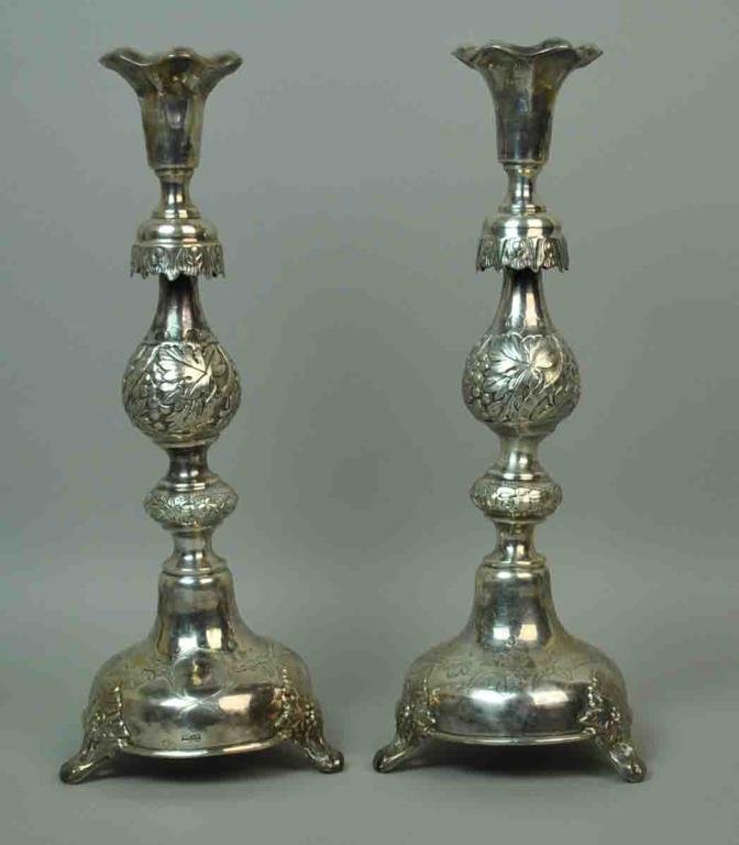 (2) RUSSIAN SILVER SHABBAT CANDLESTICKS (1 of 3)