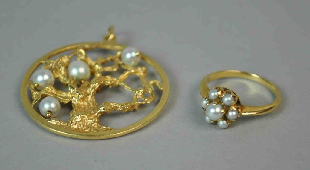 GOLD & PEARL RING & PENDANT (1 of 1)