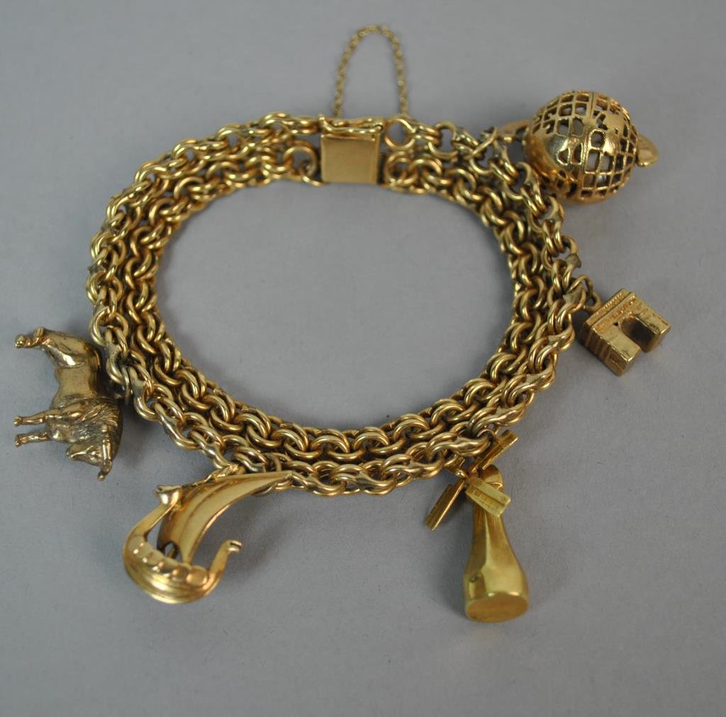 GOLD CHARM BRACELET WITH (5) CHARMS (1 of 1)