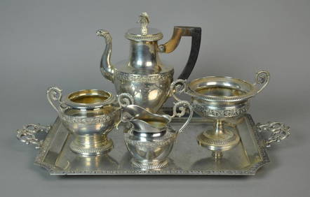 (5) PIECE GERMAN 800 SILVER TEA SERVICE (1 of 3)