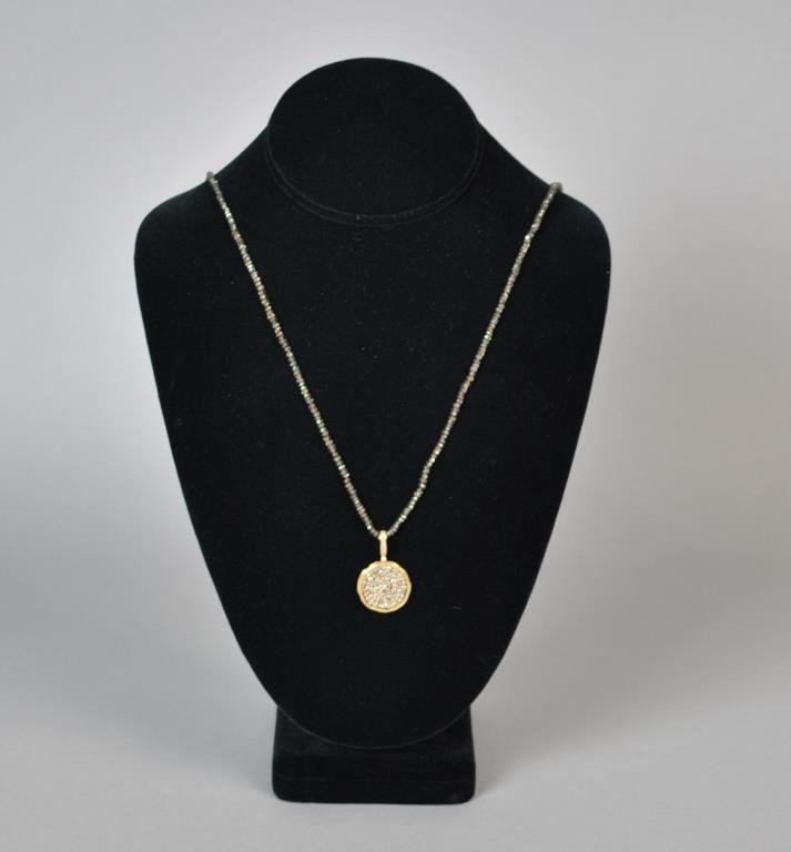 14K DIAMOND & ROCK CRYSTAL PENDANT NECKLACE (1 of 2)